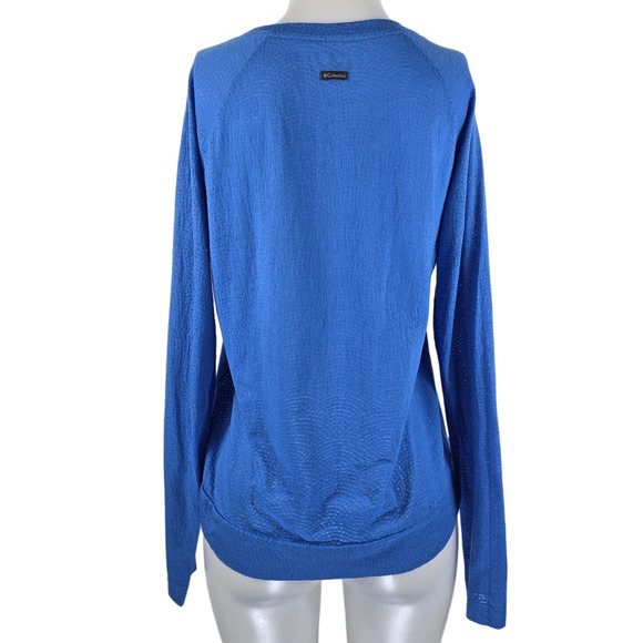Columbia Blue Lightweight Burnout Athletic Hiking Casual Long Sleeve Top L - Picture 2 of 5